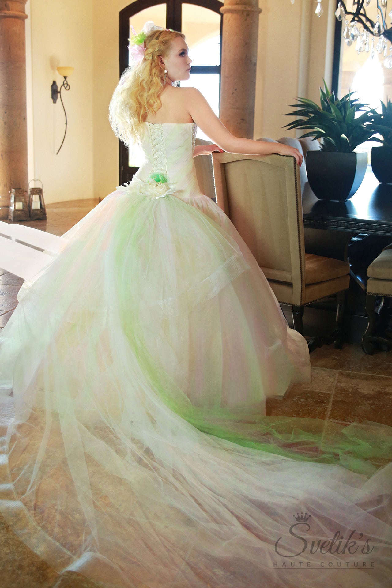 Jade Dancer Sample - In Stock in size x-small/small (0-4) - comes with detachable Train and a three layer Veil